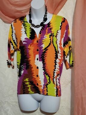 🛍️ BUNDLE ONLY Audrey & Grace Colorful Abstract Print Button-Up Cardigan-Multi